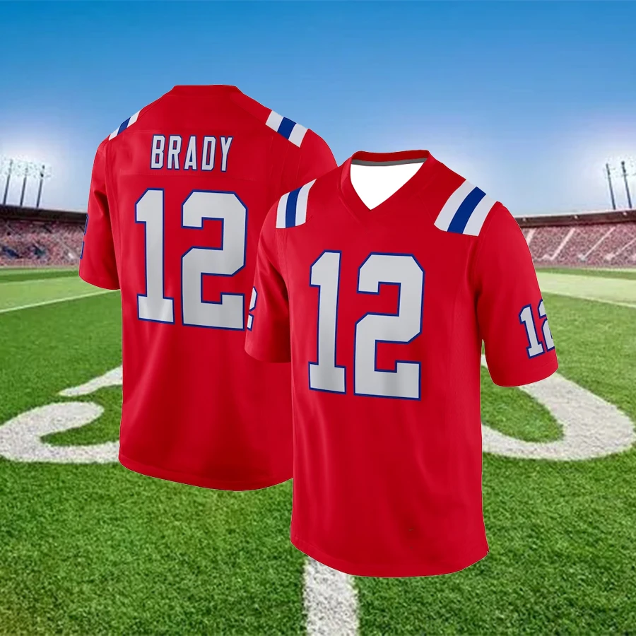Americkí muži s krátkym rukávom Summer Nový rýchly sušiaci priedušný Tom Brady New England Patriots Rugby Tričko Športový dres