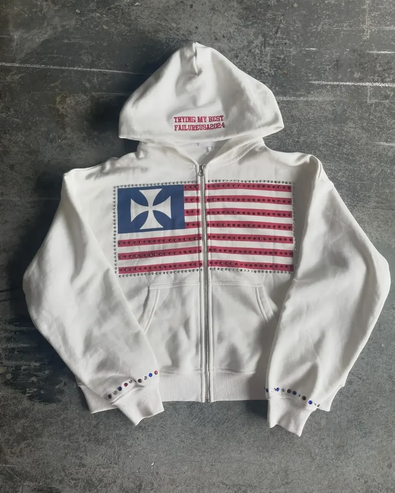 Americký retro lista Vyšívaný kamienok Grafická dámska mikina y2k harajuku hip-hop gotický ležérny žolíkový kabát Streetwear
