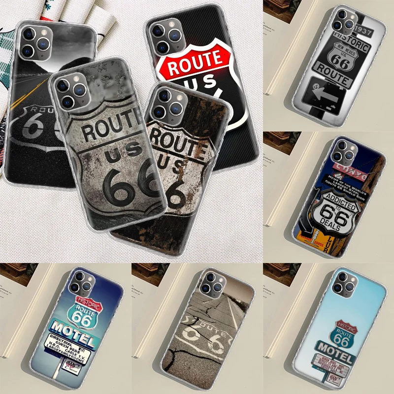 Amerika Route 66 Telefónny puzdro pre Apple iPhone 15 14 13 16 Pro Max Cover 11 12 Mini Fundas X XS Max xr 8 7 plus SHELL Coque Silico