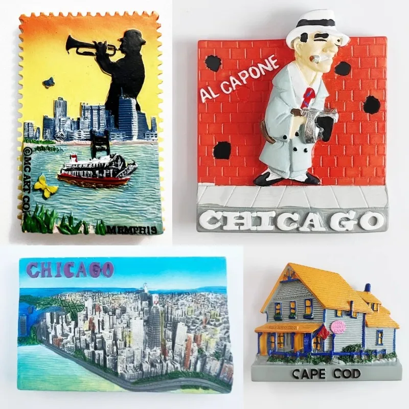 Amerika turistické suveníry Memphis Chicago chladnička Magnety Spojené štáty Spojené štáty Stiažky Domáce dekorácie Svadobné darčeky Magnetická nálepka