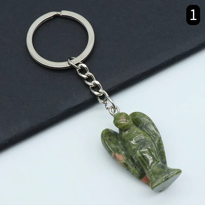Ametyst Keychain Prírodný kameň Angel Angel Keychain Agate Ametyst Quartz Guardian Angel Sedem Čakra