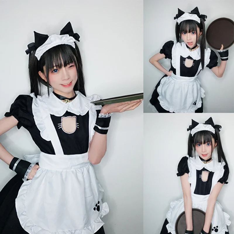 Amin roztomilý lolita francúzska mačka slúžka Anime gotické cosplay lolita šaty Ženy trblietavé šaty párty uniformný pódium kostým Vestidos fasj