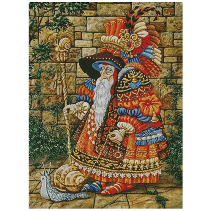 Amishop počítal súpravu Cross Stitch, Red Santa, Magic Cane, Sprievodca a slimák, Krásna zbierka zlata, výšivka, vyšívanie, 10475