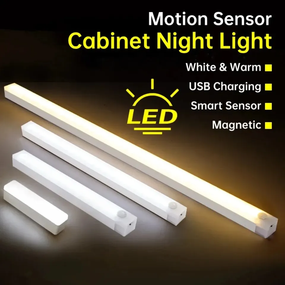 Ammtoo ľudské teleso indukčné svetlo 3-farebné stmievacie LED LED Nabíjateľné dlhé magnetické skrinky šatníka