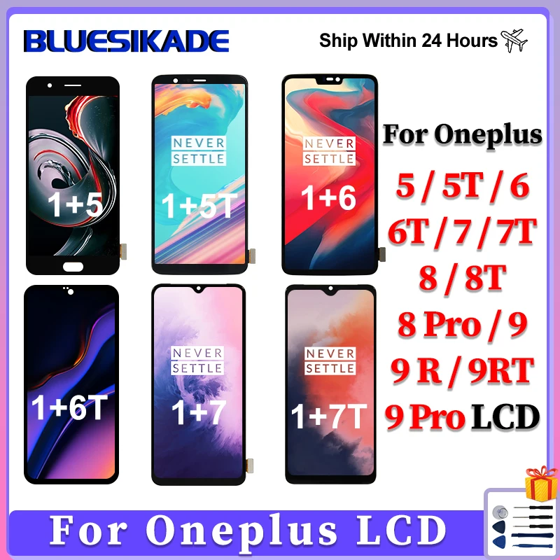 AMOLED 1+7T DISPLET pre ONEPLUS 5 5T 6T 7 PRO 7T PRO 8 PRO 9R DIGITÁTOR DIGITÁTORA SCREVU pre ONEPLUS 5 6 7 8 Výmena dielov
