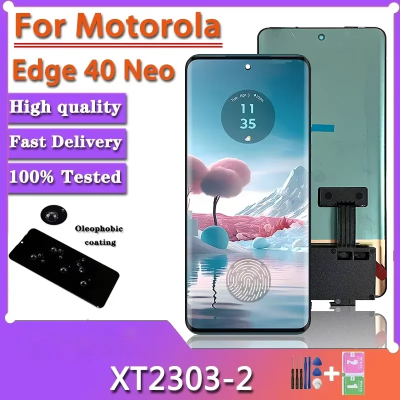 AMOLED 6,55 '' pre Motorola Edge 40 NEO LCD XT2307-1 Zostava dotykovej obrazovky Digitalizátor pre Moto Edge40 NEO LCD
