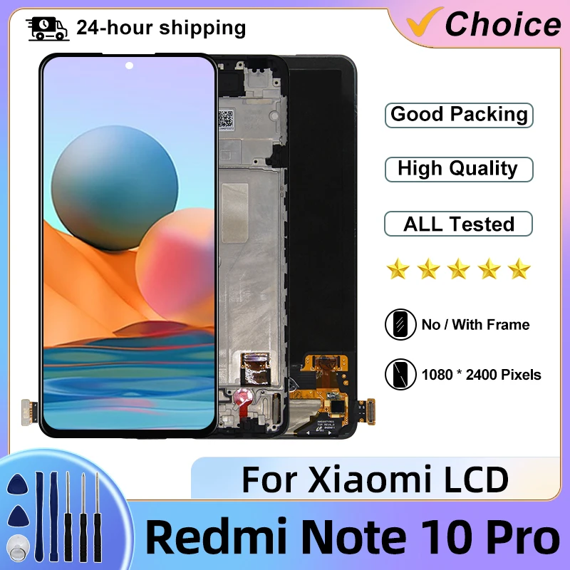 AMOLED FOR XIAOMI REDMI POZNÁMKA 10 PRO LCD DISPLEY DOTATKÁ SCRESA M2101K6G DIGITIZERISTIKA Zostavenia pre Redmi Note 10 Pro LCD SCRON