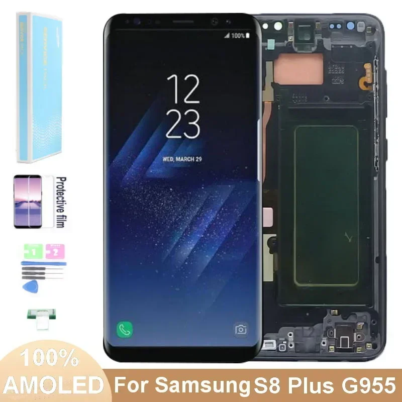 AMOLED LCD displej pre Samsung Galaxy S8 Plus G955 G955FN Digitalizátor dotykovej obrazovky pre S8+ G955F LCD obrazovku s defektmi s defektmi