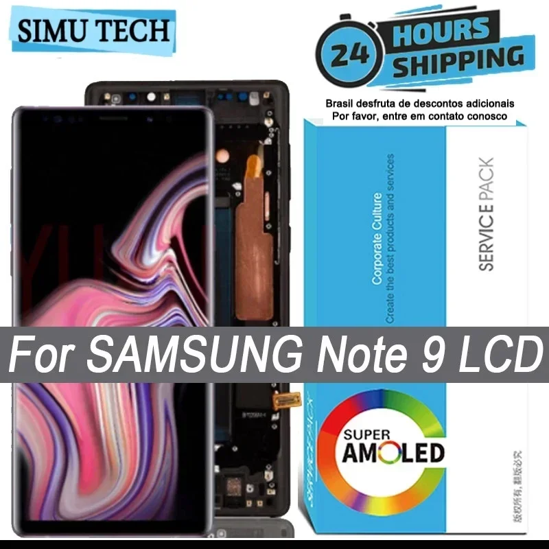 AMOLED LCD displej pre Samsung Note 9, zostava digitátora dotykovej obrazovky, N960D, N960F, opravné diely, 6.4inche