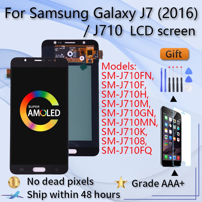 AMOLED LCD pre Samsung Galaxy J7 2016 J710 LCD displej a zostava digitátora dotykovej obrazovky SM-J710F J710M J710H J710FN