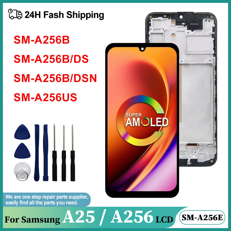 AMOLED pre Samsung Galaxy A25 SM-A256E LCD SM-A256U DISPLEY TOONTY SCREE pre výmenu obrazovky Samsung Galaxy A25 LCD SM-A256B