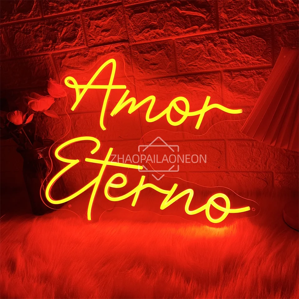 Amor eterno neon LED značky domáca umelecká spálňa Svadobná dekorácia Španielske ledi neónové svetlá USB Party Room Wall Decor Decons Signs