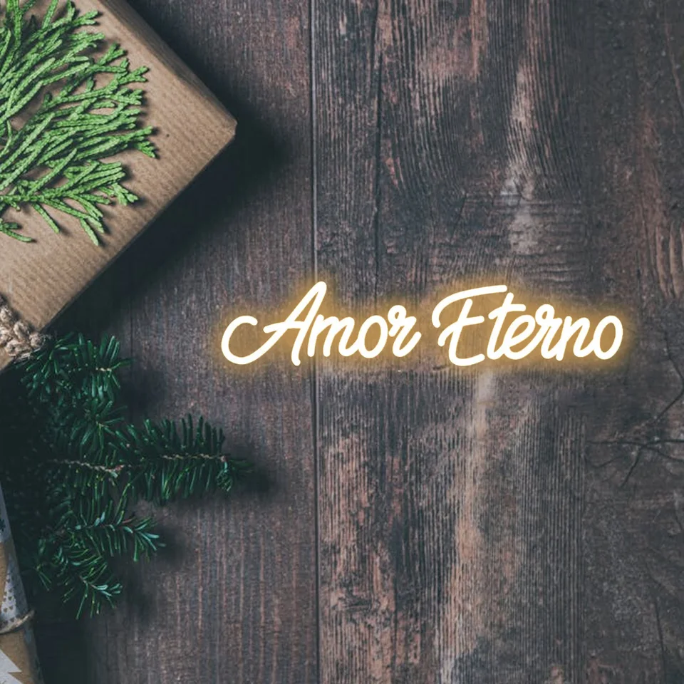 Amor eterno neón LED znamenie španielske listy neónové svetlo znamenie svadobná dekorácia Party izba dekor