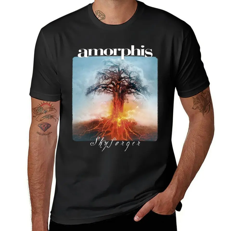 Amorphis - SkyForger - Melodické deathové kovové tričko Anime oblečenie Vintage Kórejské módne medzery pánske grafické tričká