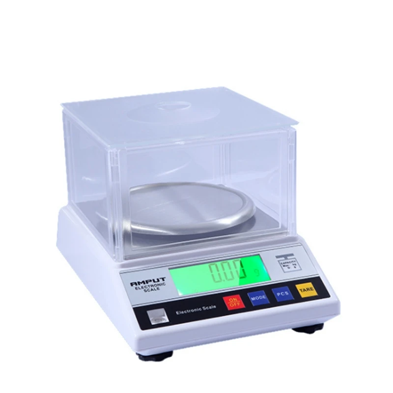 Amput 0,01g Presná digitálna elektronická stupnica veľkej veľkosti šperky gram zlatý gem coin laboratórium čelo skla lavica váh 600 g-2 kg