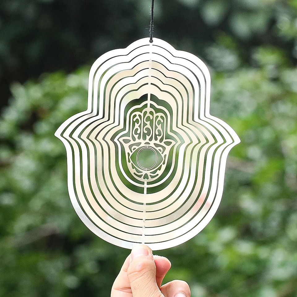 Amulet Fatima Winder Spinner Závidenie nehrdzavejúcej ocele 3D rotujú zvonkohry tečúci vizuálny efekt dvor