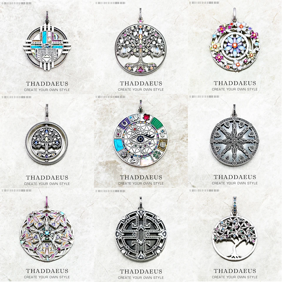 Amulet magické šťastné symboly strom kvetina karma whell slnečné vták Butterfly prívesky šperky 925 Sterling strieborný darček pre ženy