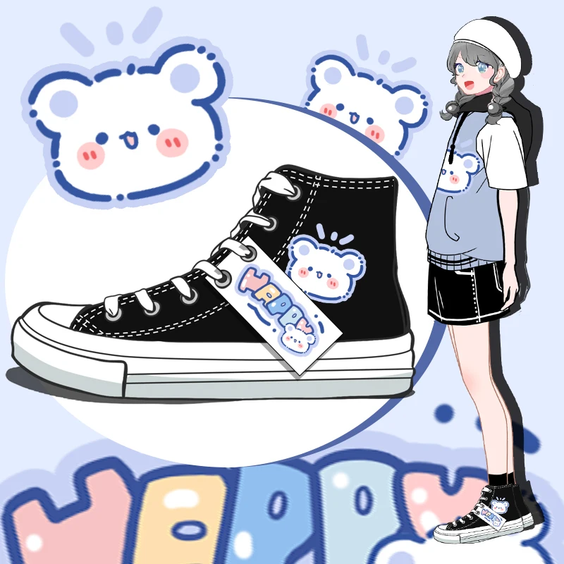 Amy a Michael Lovely Anime Cartoon topánky Dievčatá Študenti Príležitostne vysoké top plátno tenisky Žena vulkanizujú topánky
