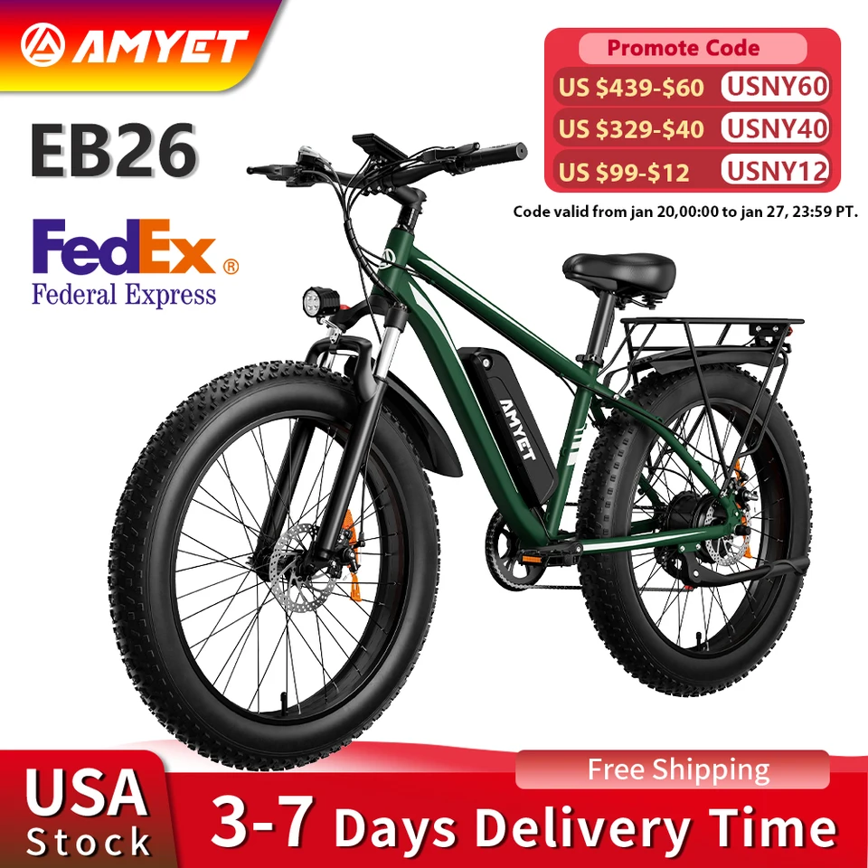 Amyet Electric Bike Eb26 Blue Adults Electric Bicycle 31 mph Peak 1500W 720Wh Ebike 26 
