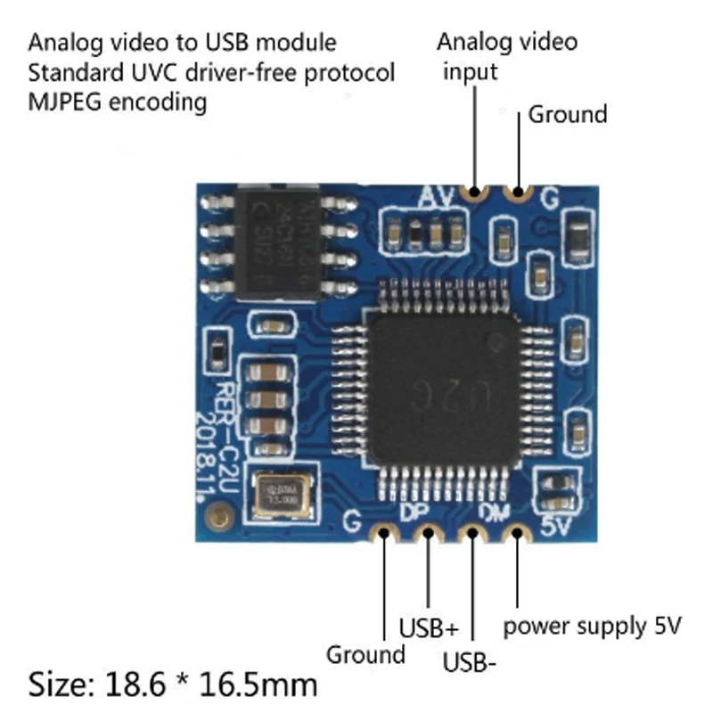 Analog AV Video k digitálnemu modulu kamery USB CVBS pre USB ChIP UVC zadarmo disk Android Linux