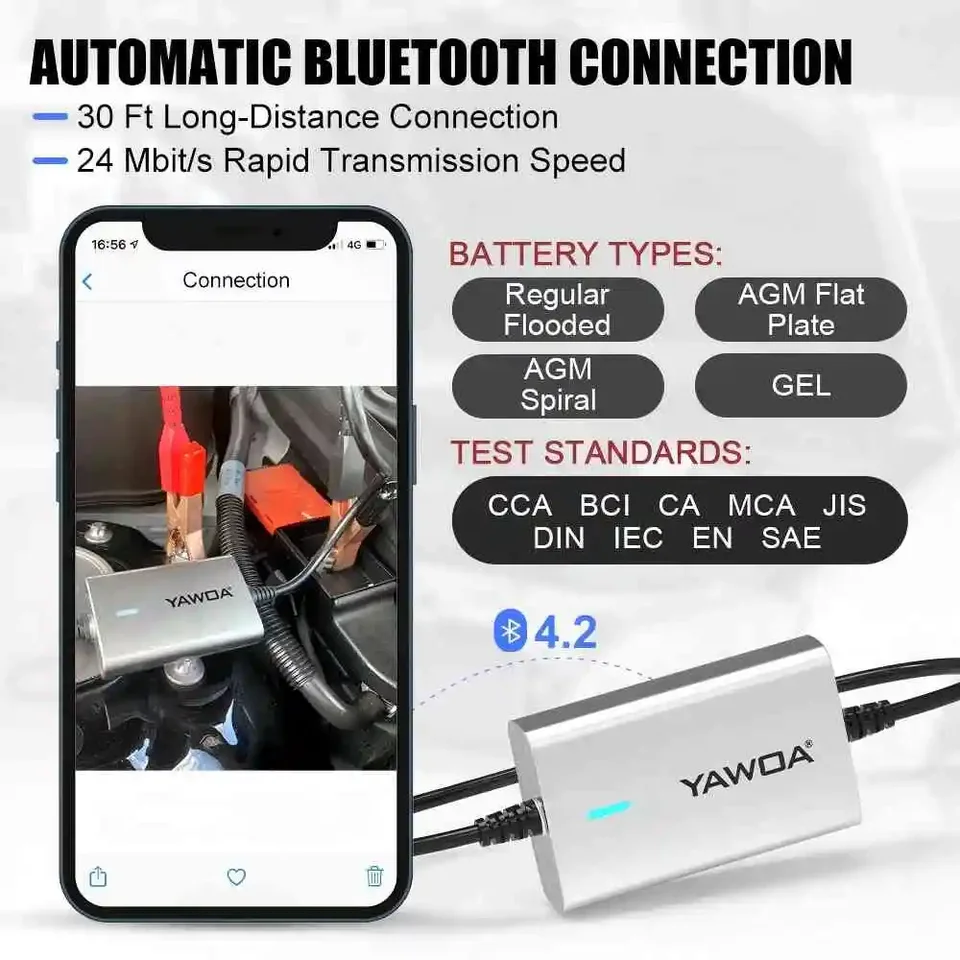 Analyzátor batérie automobilov 6v 12v 24 V Bluetooth 4.2 BM500 Analyzátor bezdrôtových batérií pre Android iOS Phone Diagnostic