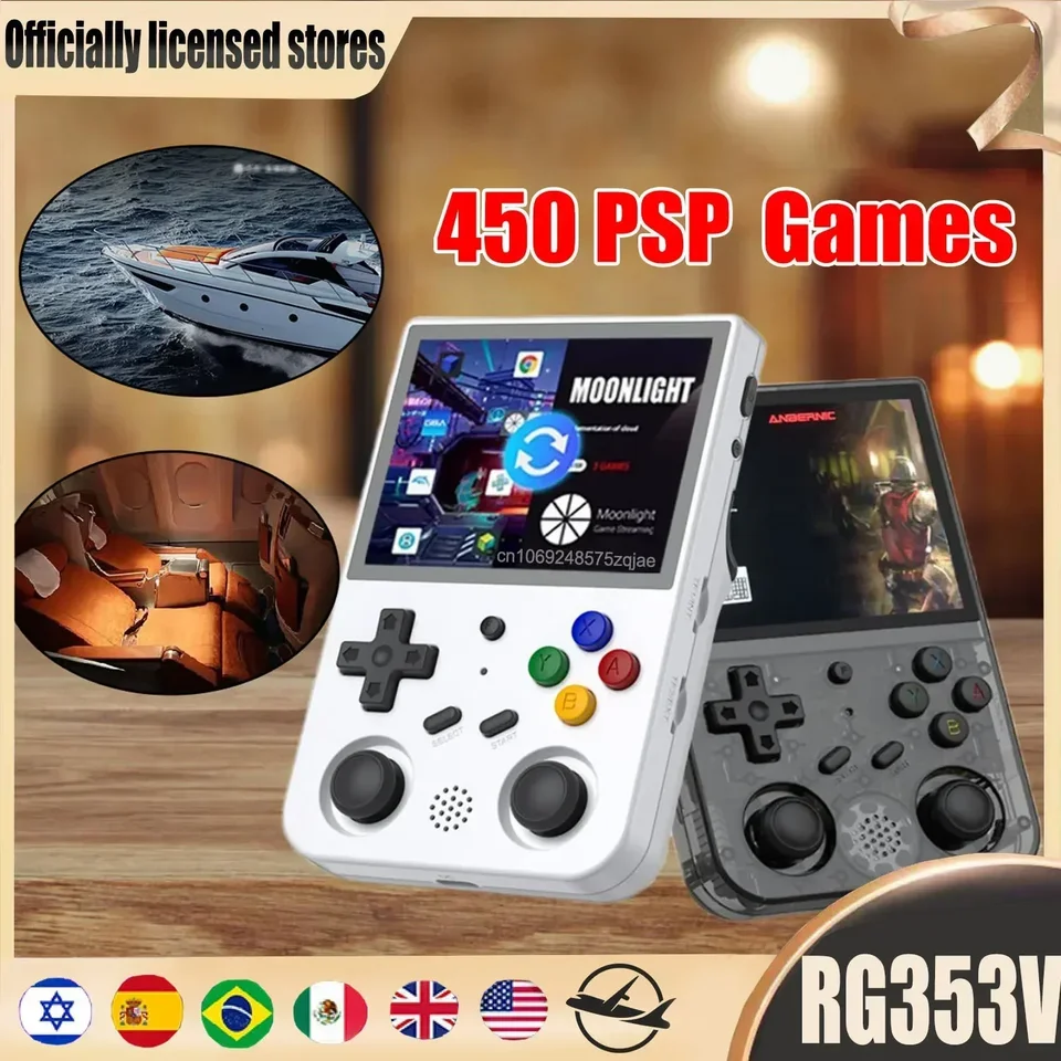 ANBERNIC RG353V 353VS Prenosný PSP vrecká s hernou konzolou Oficiálny obchod RK3566 3,5 palca Android11 ​​Linux OS HD 450 PSP 3DS Games