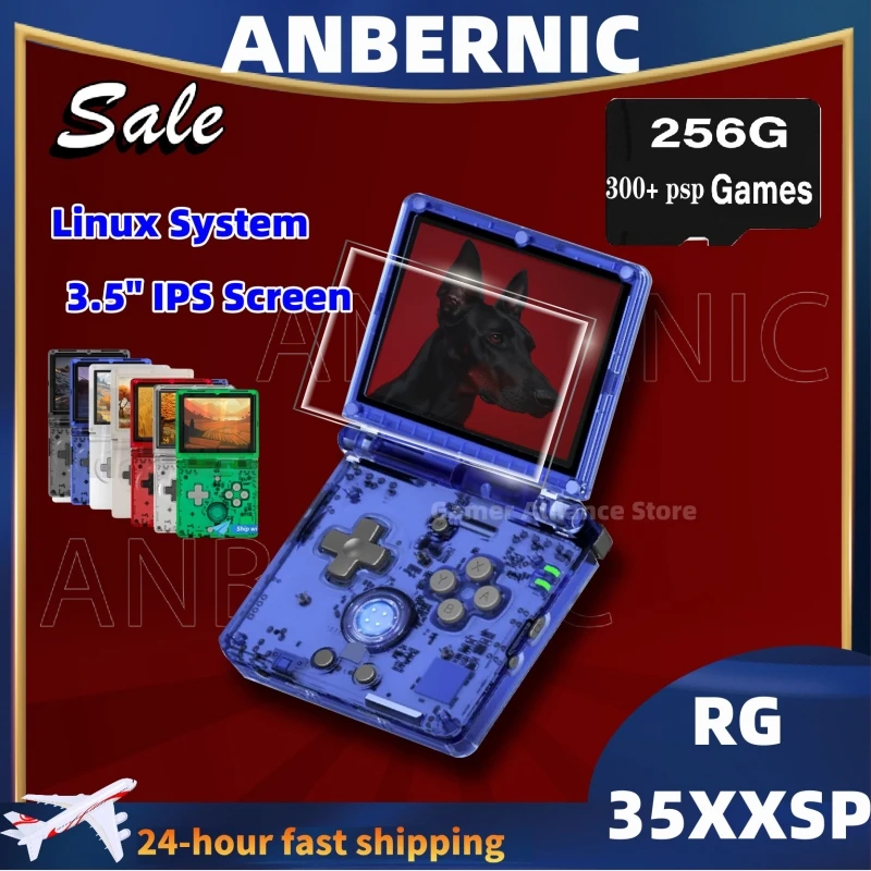 ANBERNIC RG35XXSP Linux System 3.5 '' IPS Screen Flip Handheld Console HD-kompatibilný TV Výstup 256G 300 PSP Games Boy Gifts