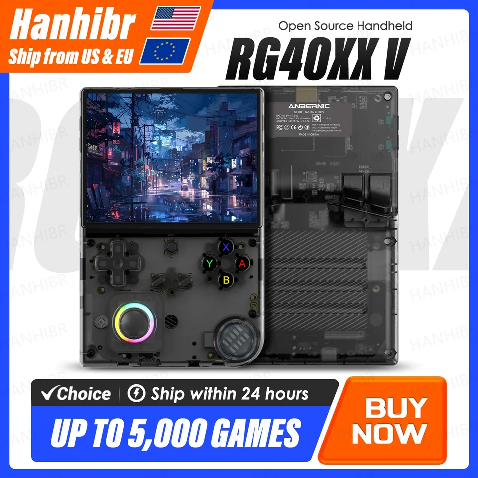 Anbernic RG40XXV vrecková herná konzola 4 '' IPS SCREE VIDEO VIDEO VIDEOPTICK JOYSTICK RGB Lighting Effect Streamovanie RG 40XXV E-knihy prehrávač