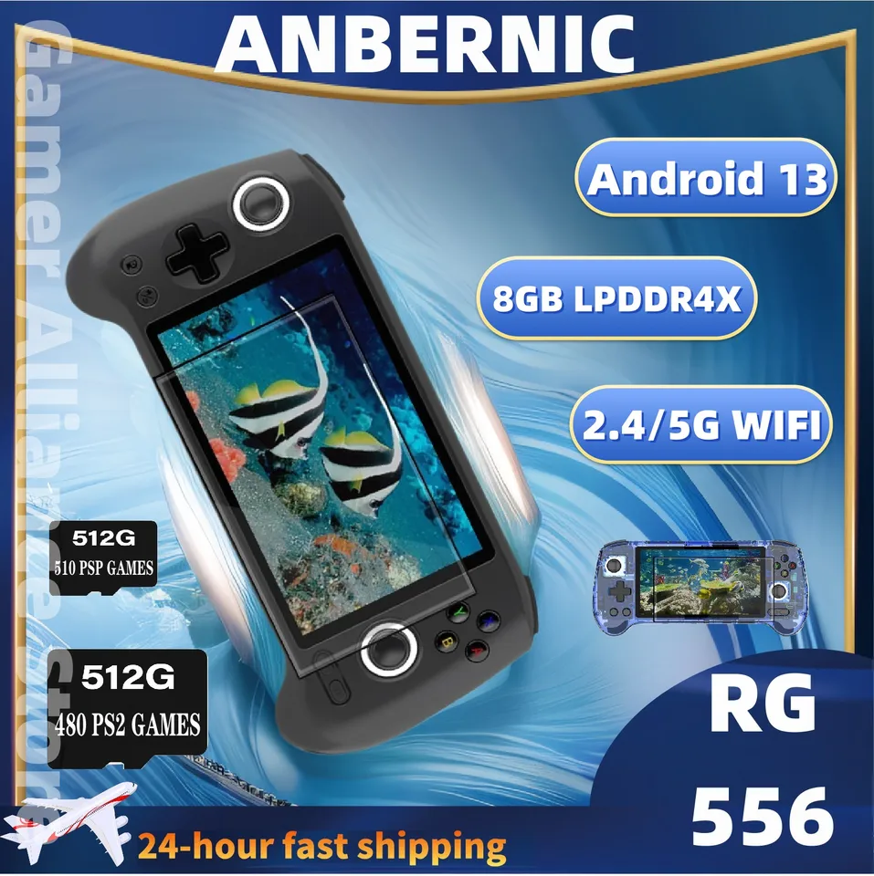 Anbernic RG556 Retro Runheld Game Console Video Player Android13 UNISOC T820 PSP PS2 Game 5,48 palca AMOLED