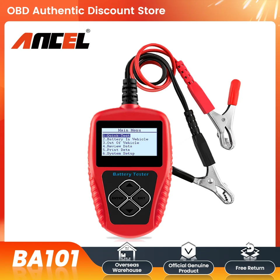 Ancel BA101 12V automobilový automobilový tester 100-2000CCA Digitálny analyzátor Nástroje testera batérie pre motocykle pre motocykle automobilu