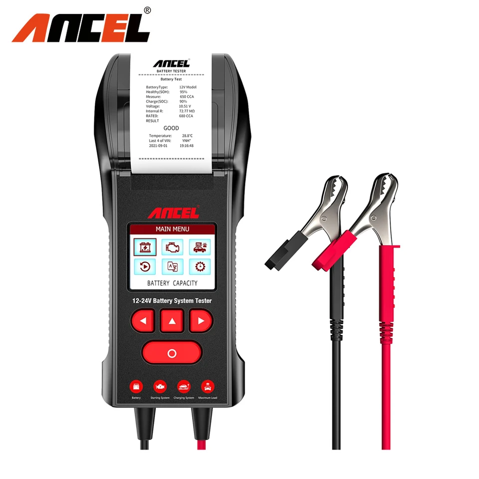 Ancel BST600 12V/24V 100-2000CCA Automatické zaťaženie batérie tester Car Cranking System Analyzátor pre nákladné autá Cars Moto