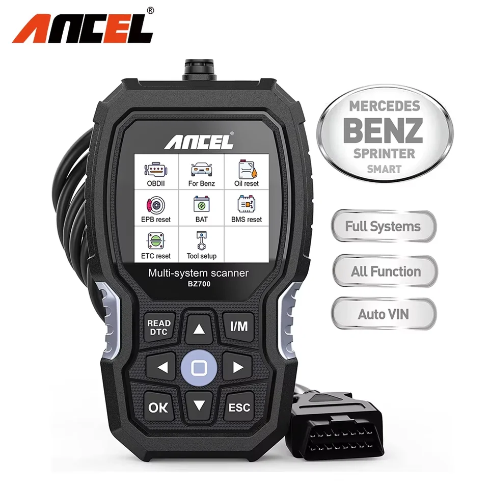 Ancel BZ700 OBD2 automobilový skener pre Mercedes Benz Sprinter Smart All System ABS SRS SAS Oil Oil RESET Diagnostický nástroj
