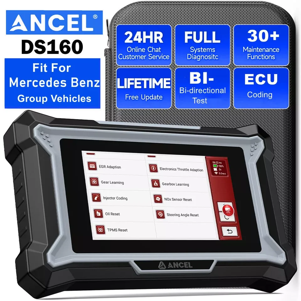 Ancel DS160 pre Mercedes Benz OBD2 Scanner Automatické auto Diagnostický nástroj Aktívny test ECU Injector kódovanie DPF 30 RESET PLNÝ SYSTÉM