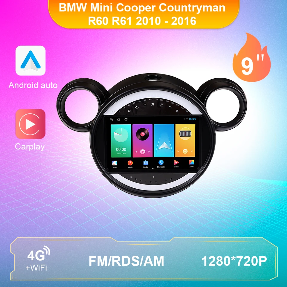 Android 10.0 CAR Radio CarPlay pre BMW Mini Cooper Countryman R60 R61 2010 - 2016 Video Player Navi GPS Audio 4G 64G Nie 2Din