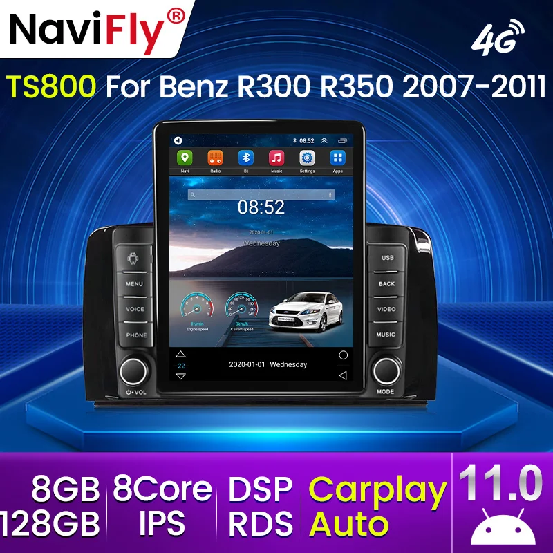 Android 11 4G LTE Multimediálny GPS Radio Player pre Mercedes Benz R Class R300 / R350 / R280 / R320 / R500 W251 2007-11 2011