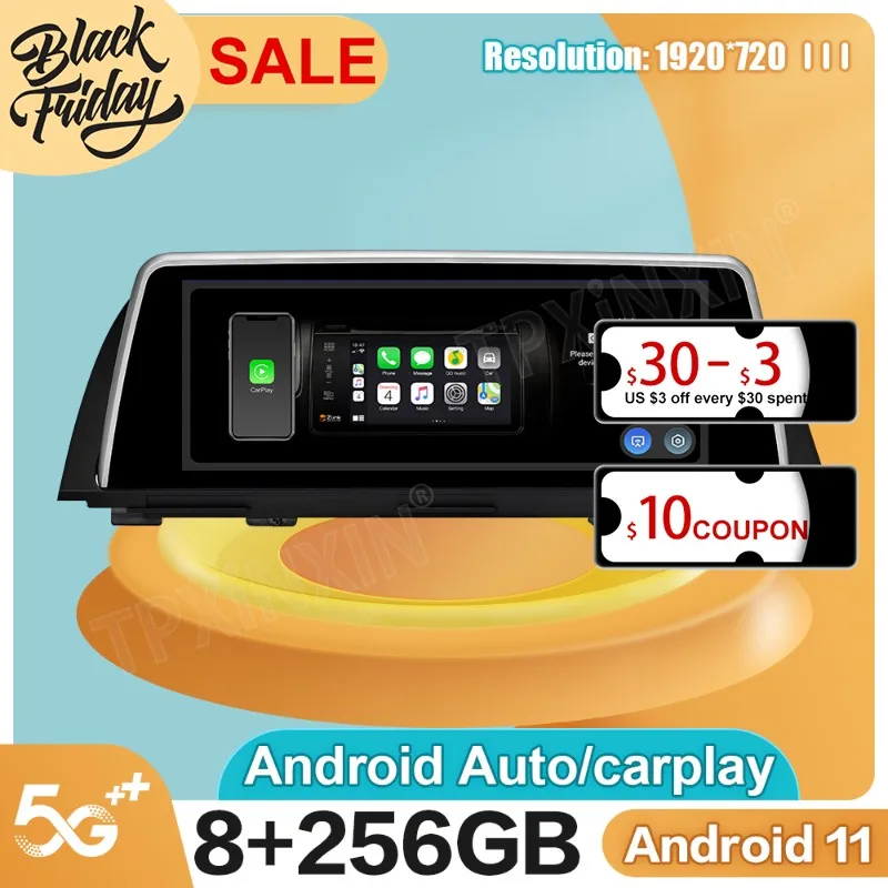 Android 11 8G + 256 GB pre BMW 5 Series F10 F11 F18 2011 2012 2016 2016 GPS Car Navigation Multimedia stereofónny prijímač Audio hostiteľ