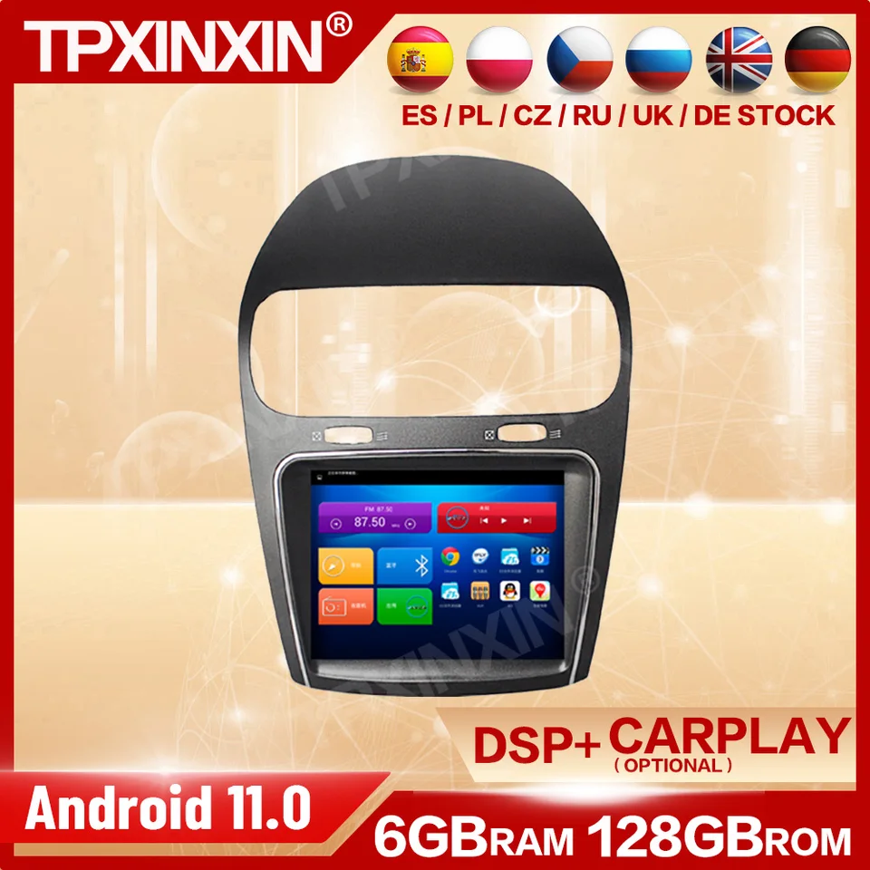 Android 11 Stereo prijímač CarPlay Radio Coche s Bluetooth pre Fiat Freemont Dodge Journey Automotive Multimedia Player Unit
