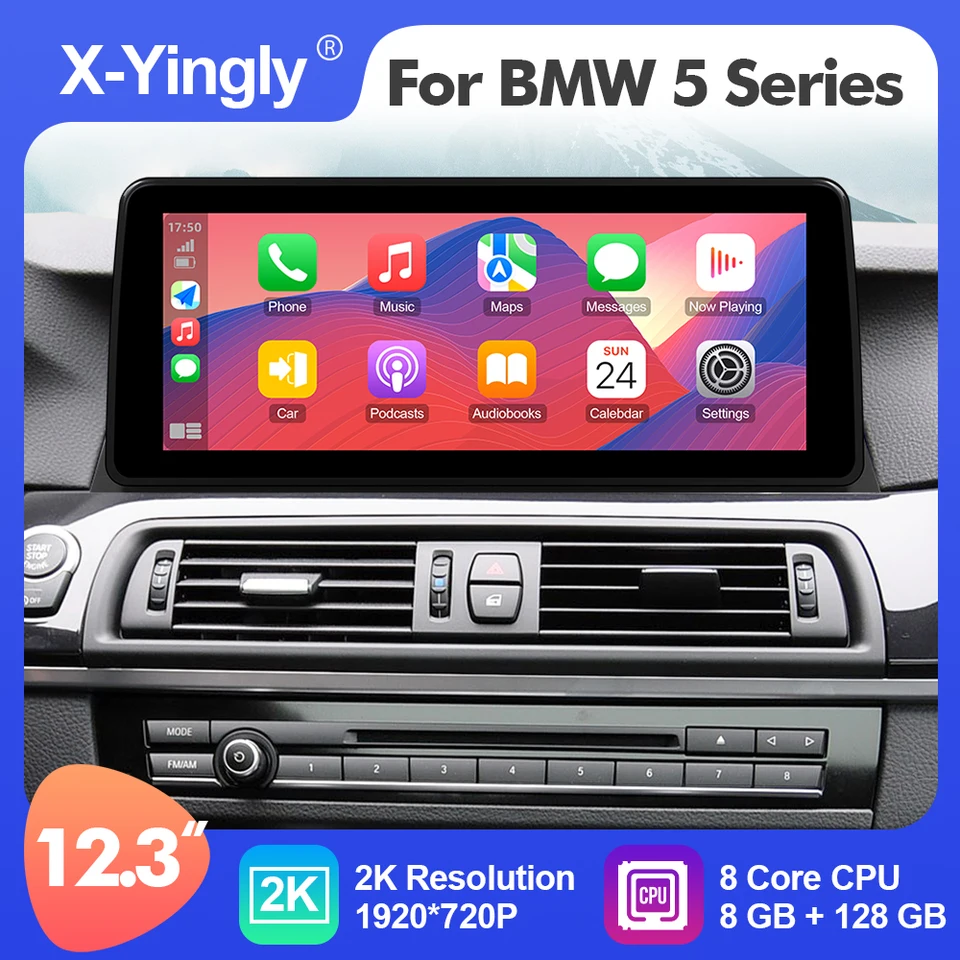 Android 12 12,3 palca Multimediálny rádiový hráč pre BMW 5 F10 F11 2011-2016 CIC GPS Stereo System CarPlay Navigation 4G
