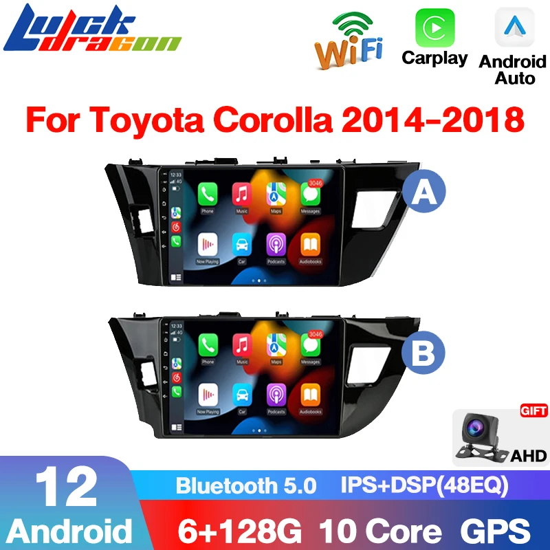 Android 12 Car Stereo Radio Multimedia Video pre Toyota Corolla Ralink 2013 2014 2015 2016 4G Player Navigation GPS WiFi CarPlay