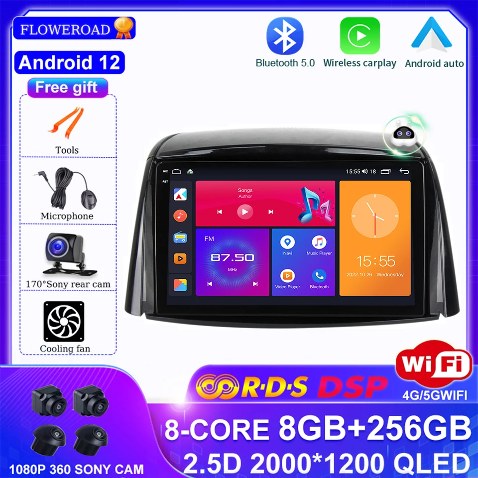Android 12 pre Renault Koleos 2008 - 2016 CAR Radio Multimedia Video Player Navigation GPS DSP BT CarPlay Auto No 2Din 2 DIN DVD