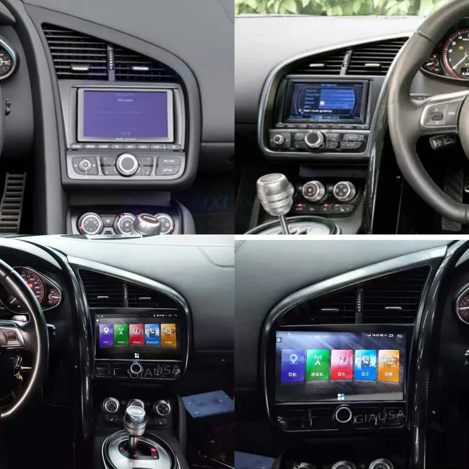 Android 13.0 pre Audi R8 R8 2007 2008 2009 2010 2011-2015 Carplay Car Radio Radio Radio Multimedia Navigation GPS Tesla Style