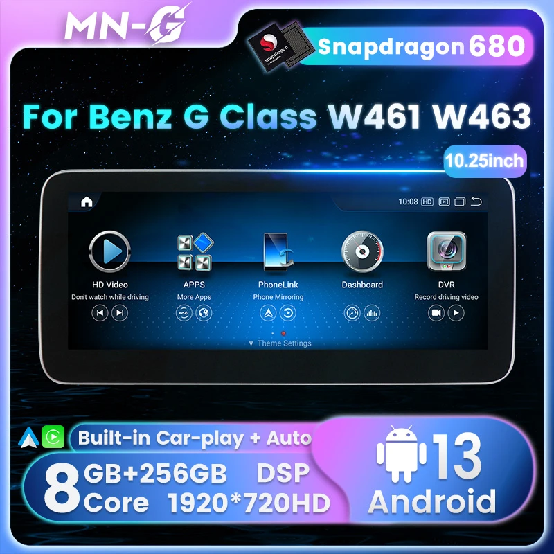 Android 13 10.25inch Car Auto pre Benz G Class Benz W461 W463 G350 G400 G500 G63 G65 2013-2019 Multimediálny hráč GPS BT CarPlay