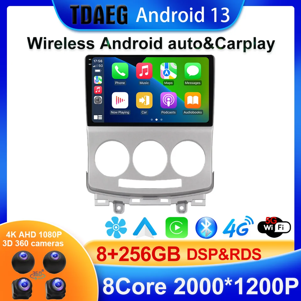 Android 13 1200p 256g pre Mazda 5 2 CR 2005 - 2010 Car Multimedia Video Player navigácia GPS Android č. 2Din 2 DIN DVD