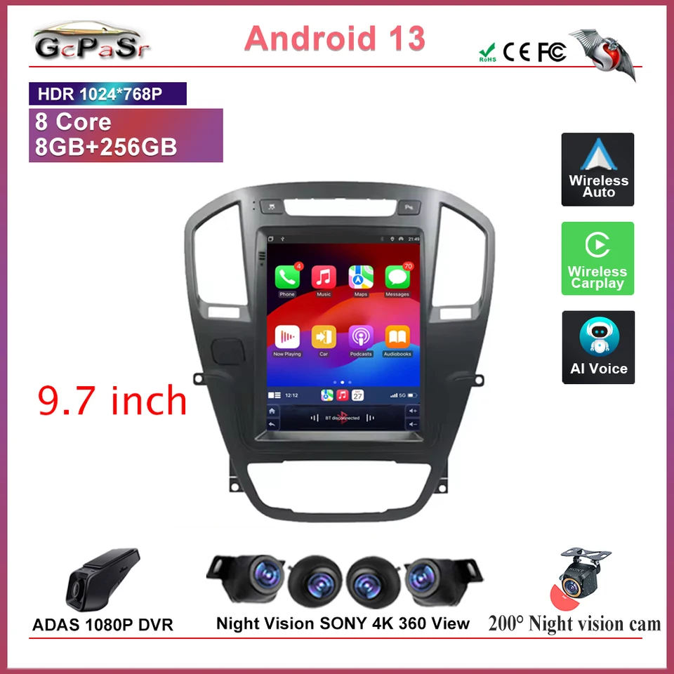 Android 13 9,7 palca pre Buick Regal Opel Insigniá