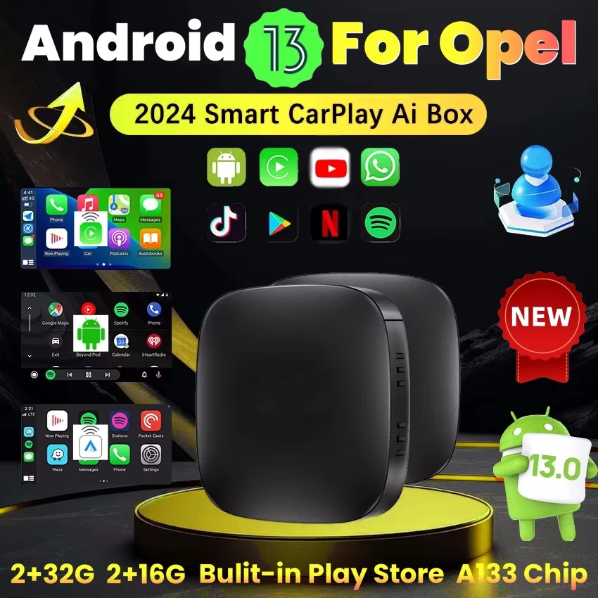 Android 13 AI Box Wireless CarPlay Adapter Android Auto pre Netflix YouTube pre Opel Vauxhall Corsa Mokka Astra Vectra Gardland
