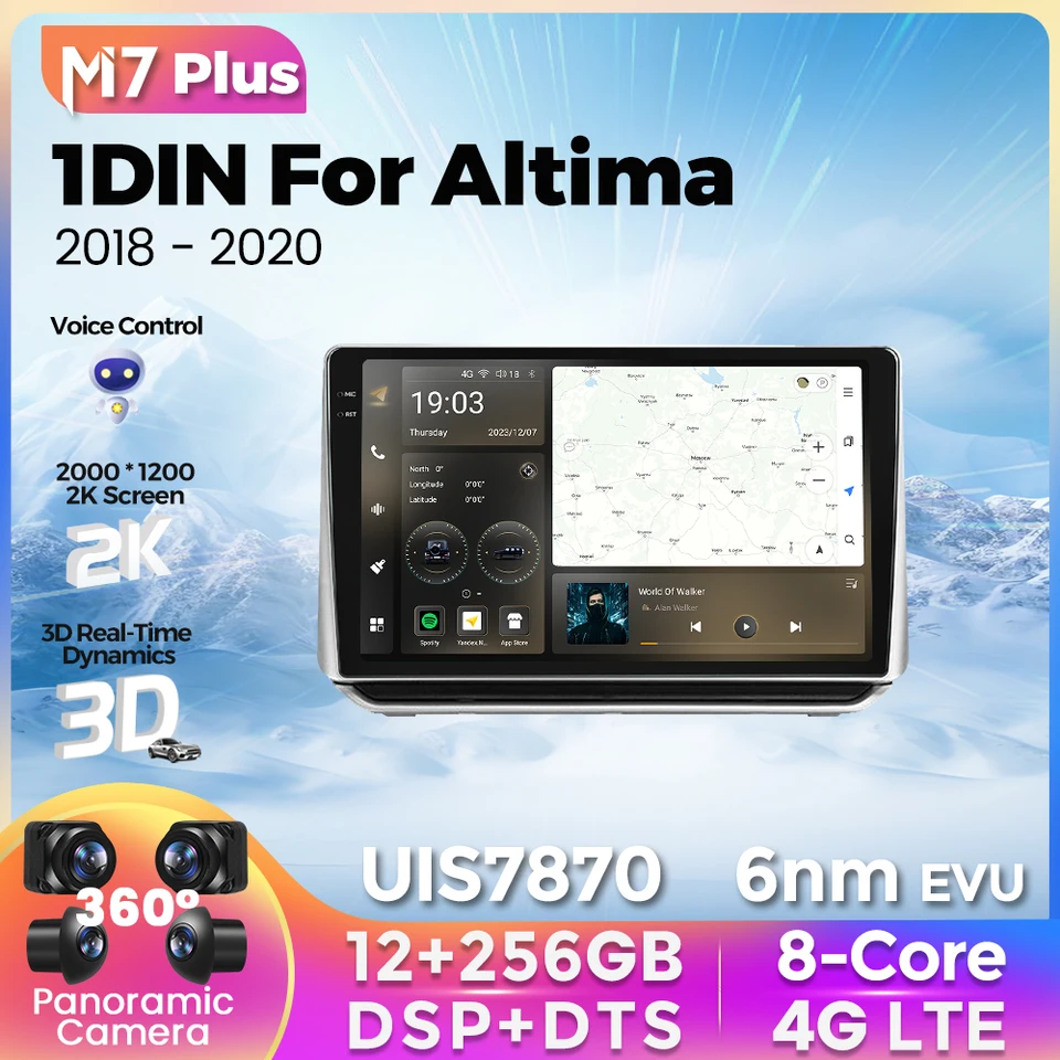Android 13 Car Radio 2 DIN 12+256G pre Nissan Altima 2018-2020 GPS Navigation UIS7870 2K QLED Screen Screen Multimedia Player DTS BT5.1