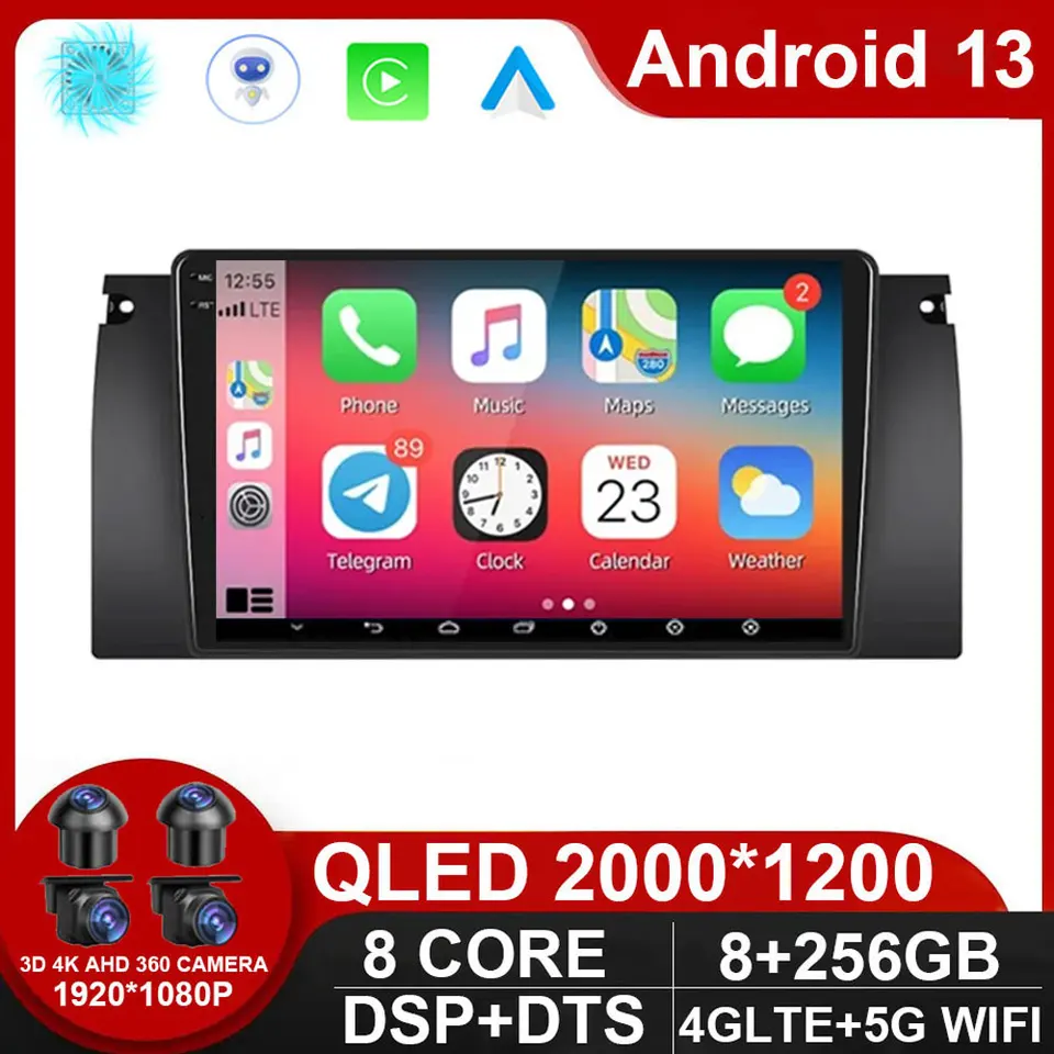 Android 13 Car Radio Multimedia Video Player Navigation GPS pre BMW M5 E39 E53 X5 1999-2001 2002 2003 2004 2005 2006 STEREO 2DIN
