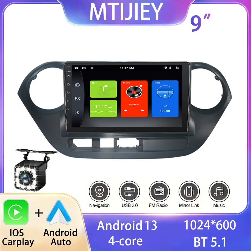Android 13 CarPlay Auto Car Radio Multimedia Player pre Hyundai I10 2014 - 2017 navigácia Autoradio GPS Stereo 2Din Head Unit