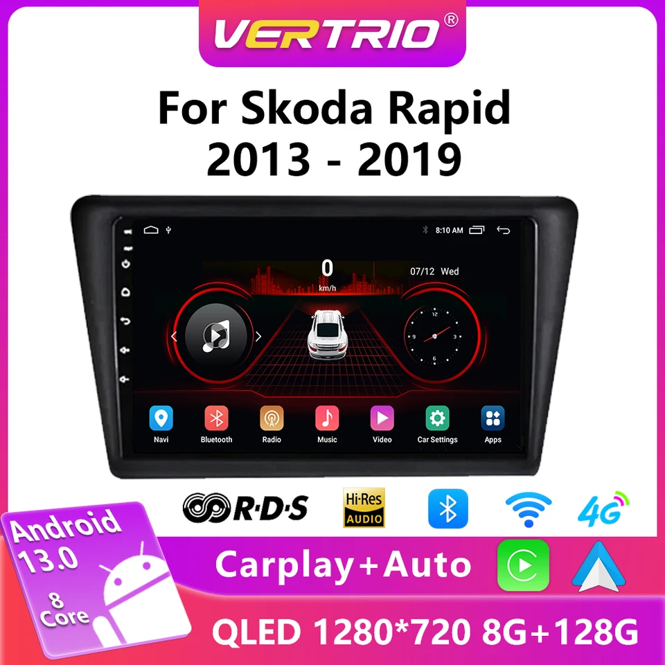 Android 13 CarPlay Car Radio pre VW SkoDa Rapid 2013 2014 2015 2016 2017 2018 2018 2019 Multimediálne navigačné GPS 4G 2 DVD stereo DVD