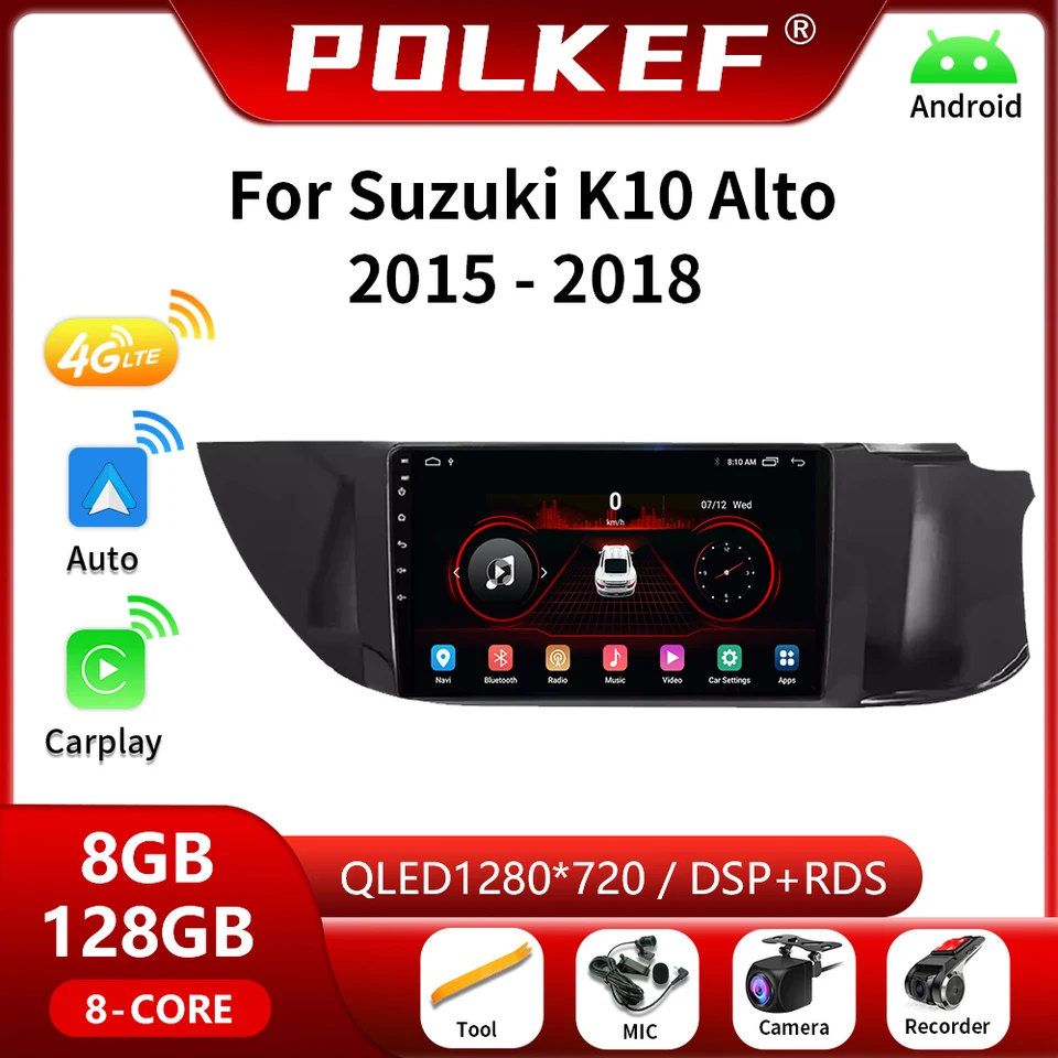 Android 13 pre Suzuki Alto K10 2015 2016 2017 2018 CAR Radio Multimedia Stereo Car Player Navigation 2 DIN 4G Wireless CarPlay